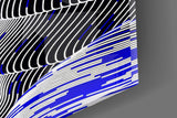 Indigo Line Waves Op Art Glass Wall Art