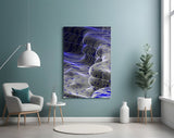 Indigo Line Waves Op Art Glass Wall Art