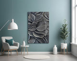 Silver Petal Layers Monochrome Glass Wall Art