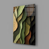 Wood Grain and Leaf Layers Organic Glass Wall Art
