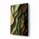 Wood Grain and Leaf Layers Organic Glass Wall Art
