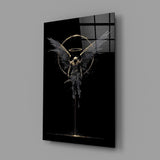 Fallen Angel with Golden Halo Dark Glass Wall Art