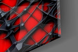 Black Spider Web on Red Gothic Glass Wall Art