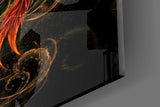 Rising Phoenix with Golden Moon Glass Wall Art