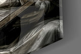 Silver Masked Oracle with Book Dark Glass Wall Art