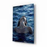 Woman Rising from the Sea Impasto Glass Wall Art