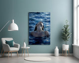 Woman Rising from the Sea Impasto Glass Wall Art