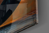 Solitary Figure on a Crescent Moon Surreal Glass Wall Art