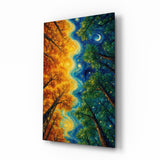 Autumn and Night Forest Swirl Post-Impressionist Glass Wall Art