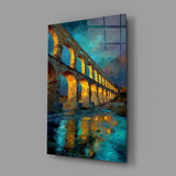 Roman Aqueduct at Dusk Impressionist Glass Wall Art
