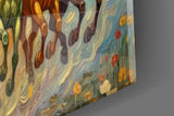 Seven Running Horses Under a Blazing Sun Glass Wall Art