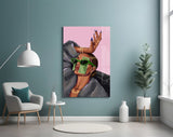 Cash Sunglasses Glam Woman Pop Art Glass Wall Art