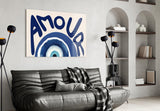 Amour Evil Eye Typography Glass Wall Art