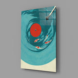 Vinyl Record Koi Pond Surreal Glass Wall Art