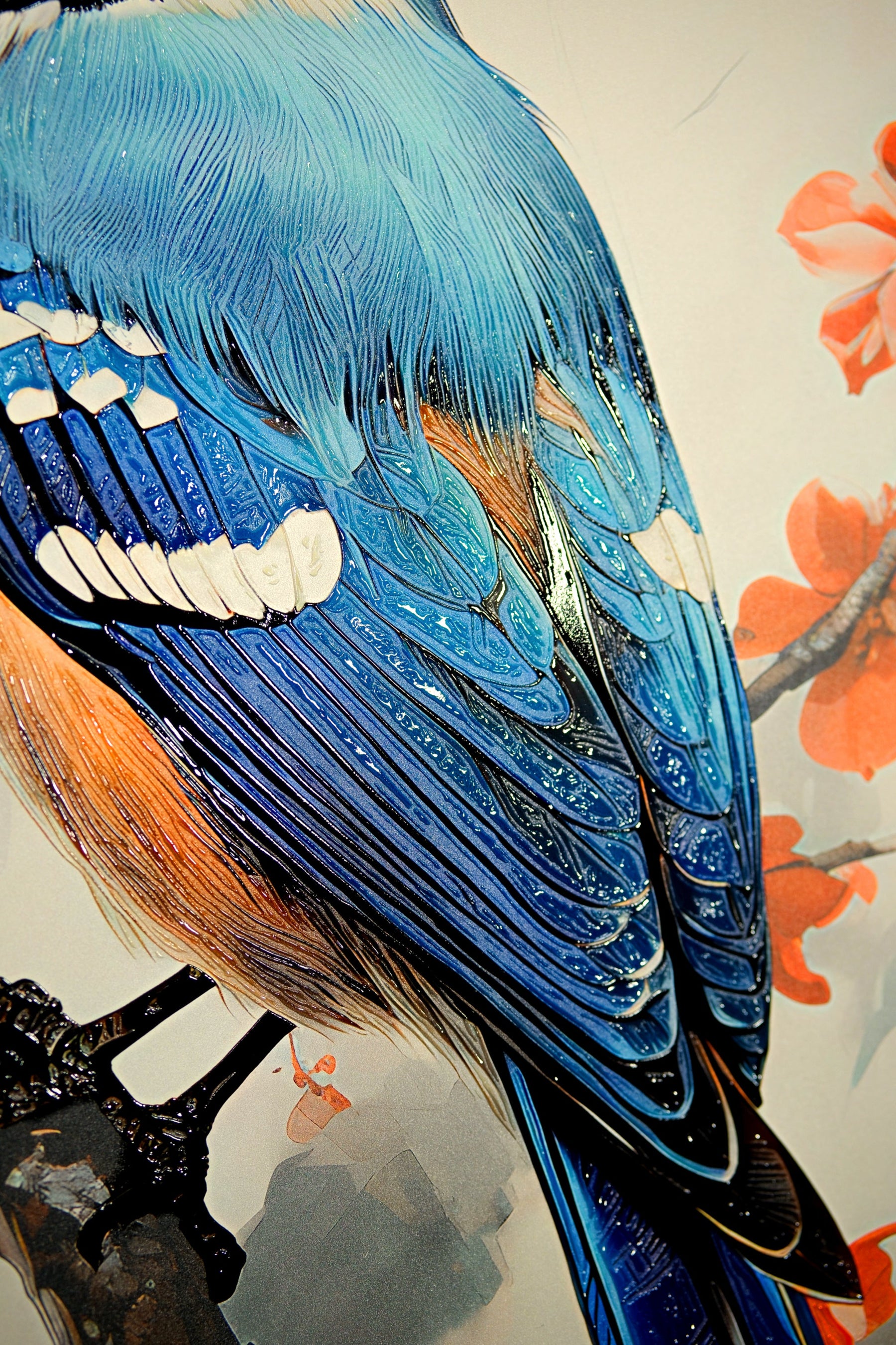 Sapphire Songbird — Haptic 3D Embossed + High-Gloss Lacquer Print