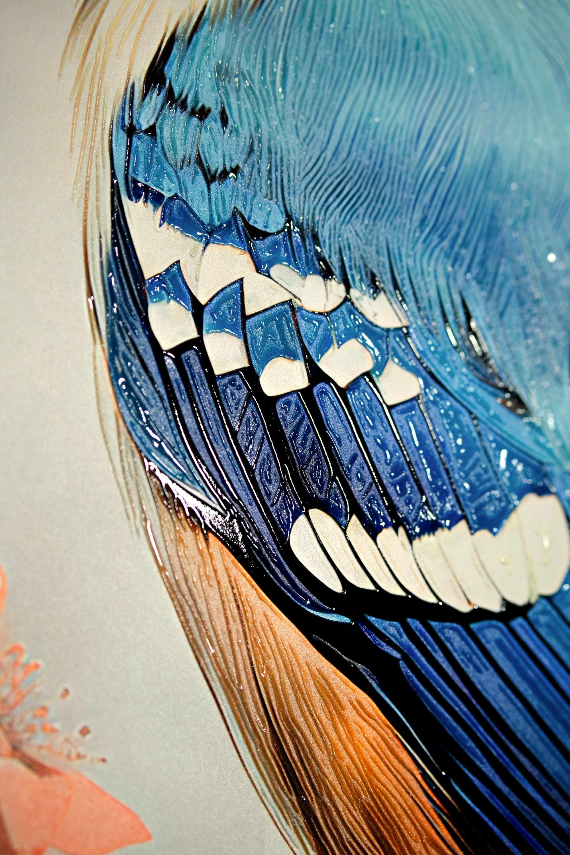 Sapphire Songbird — Haptic 3D Embossed + High-Gloss Lacquer Print