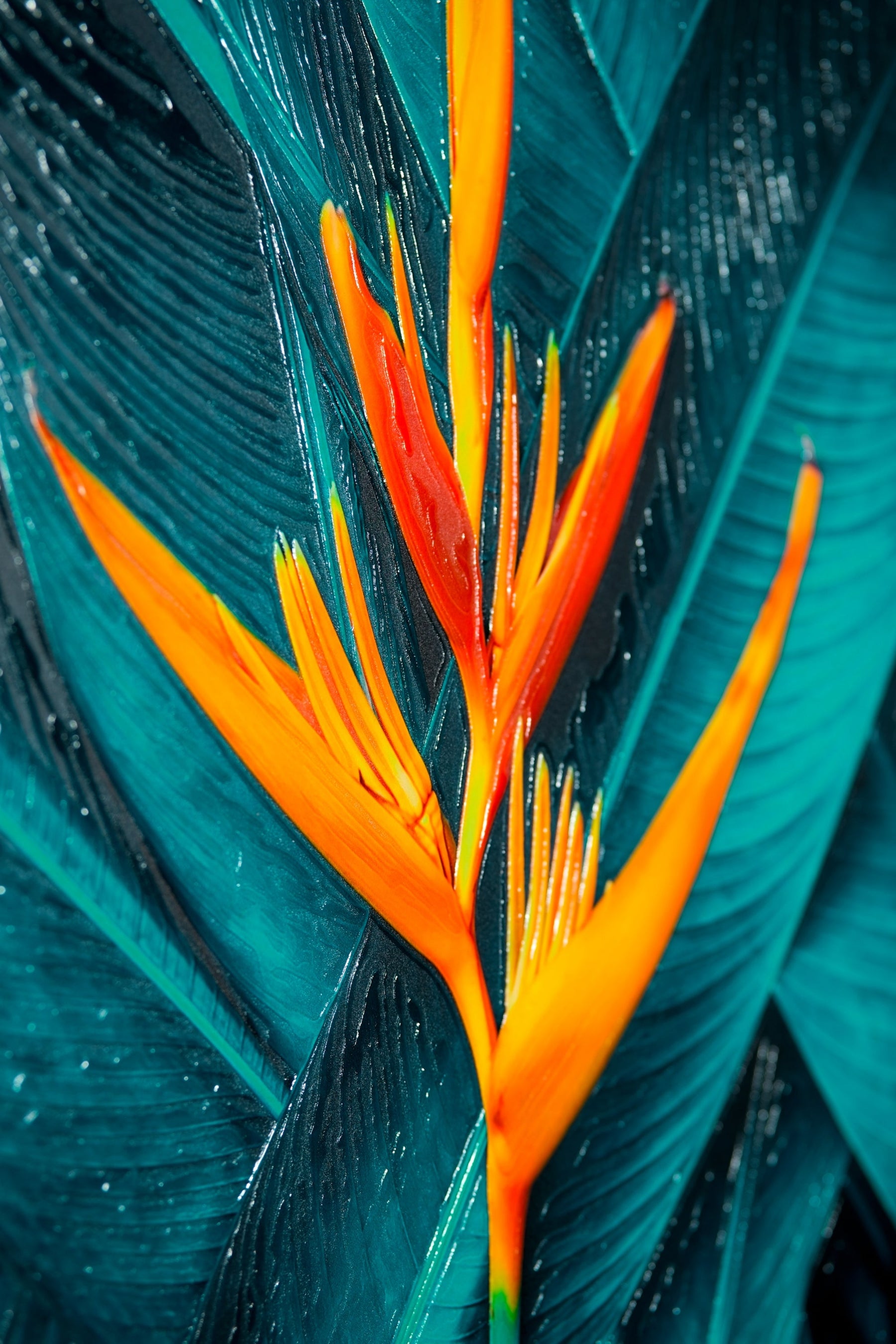 Teal Canopy Flame — Haptic 3D Embossed + Gloss Lacquer Print