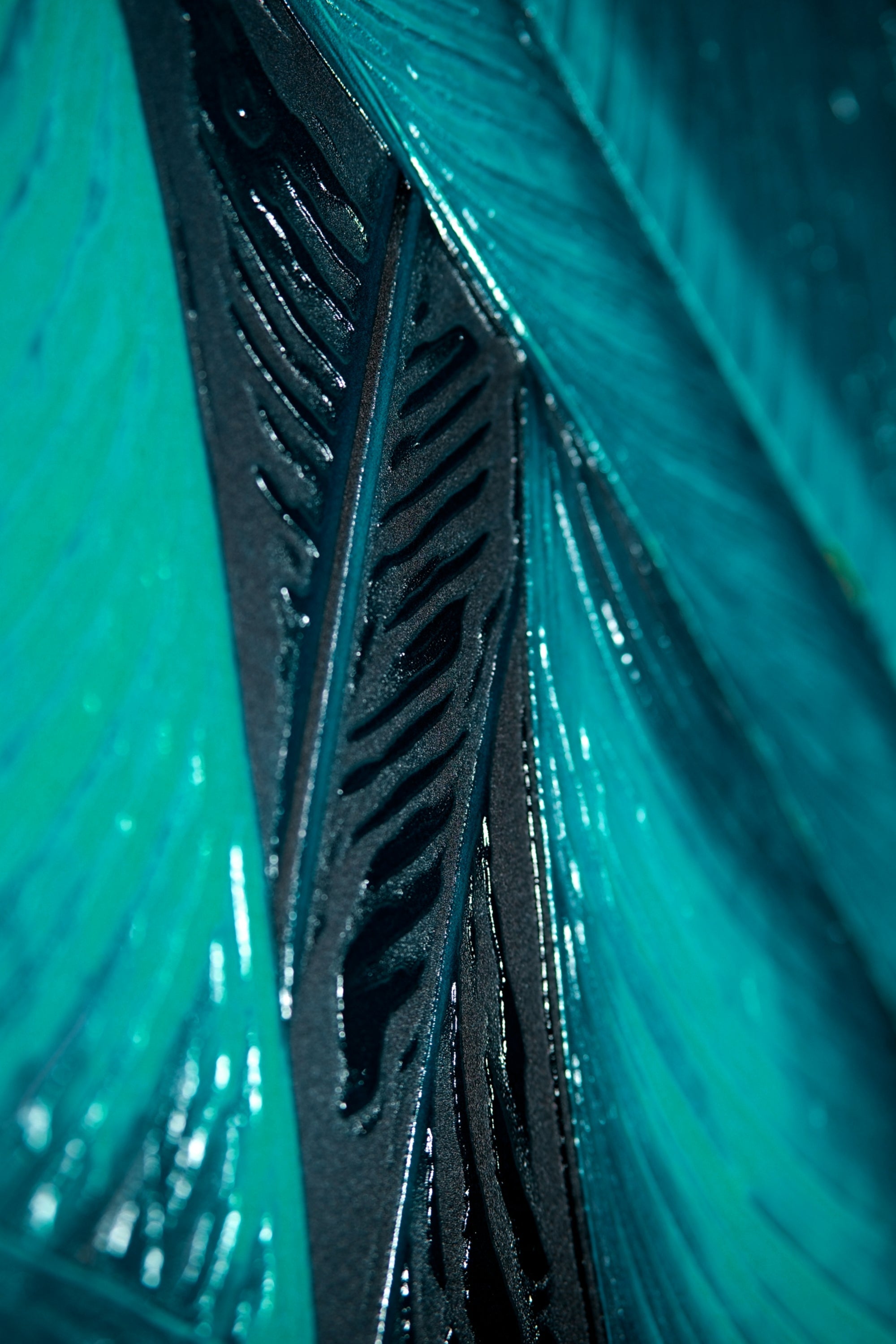 Teal Canopy Flame — Haptic 3D Embossed + Gloss Lacquer Print