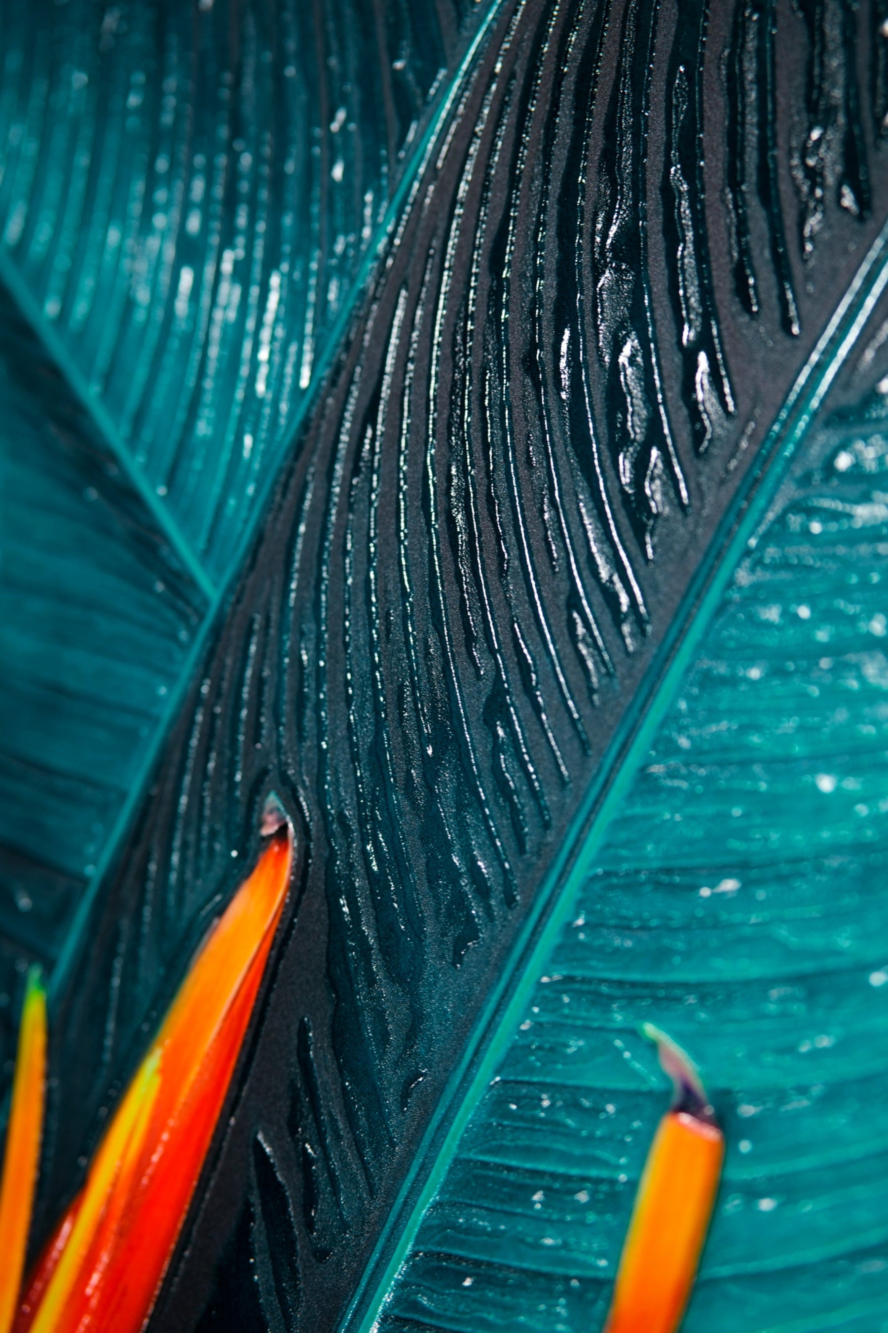 Teal Canopy Flame — Haptic 3D Embossed + Gloss Lacquer Print