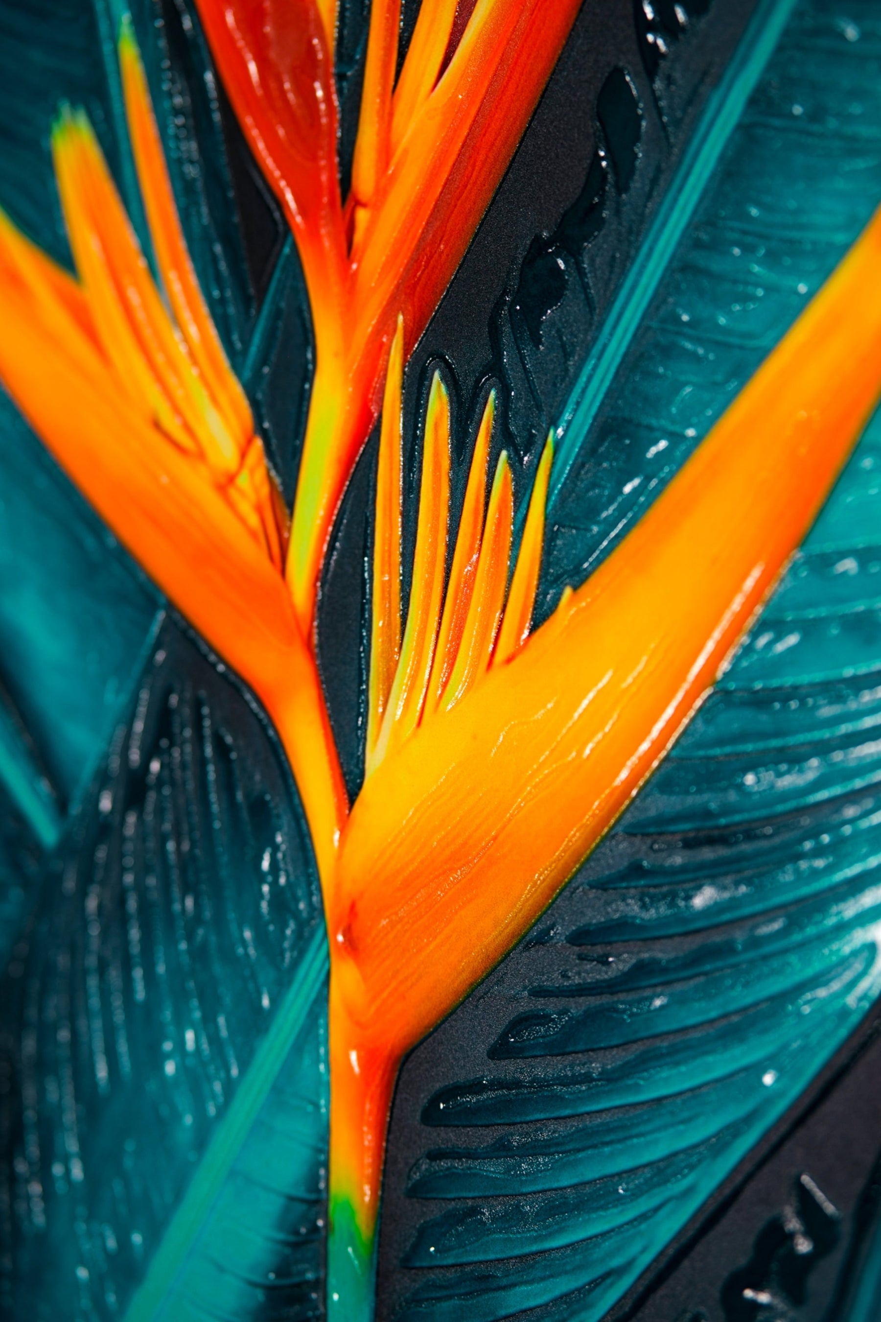 Teal Canopy Flame — Haptic 3D Embossed + Gloss Lacquer Print