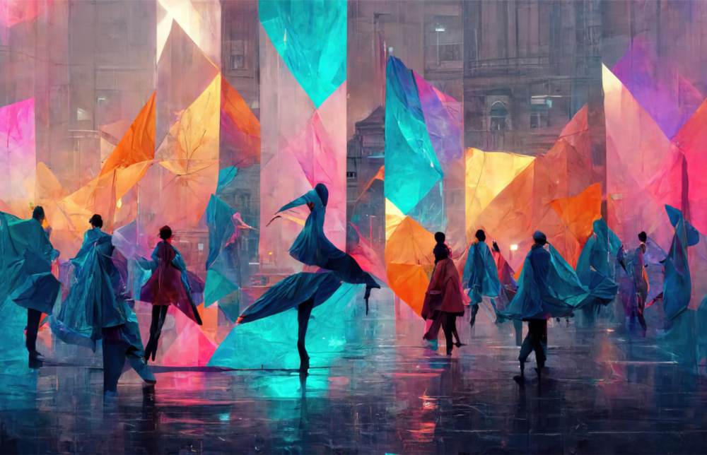 Cubic Walk Glass Wall Art  || Designers Collection