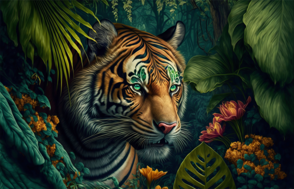Trap Behind Flowers Glass Wall Art  || Designer Collection