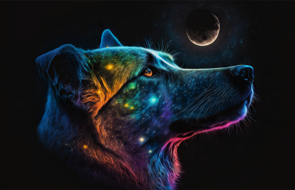 Space Dog Glass Wall Art  || Designer Collection