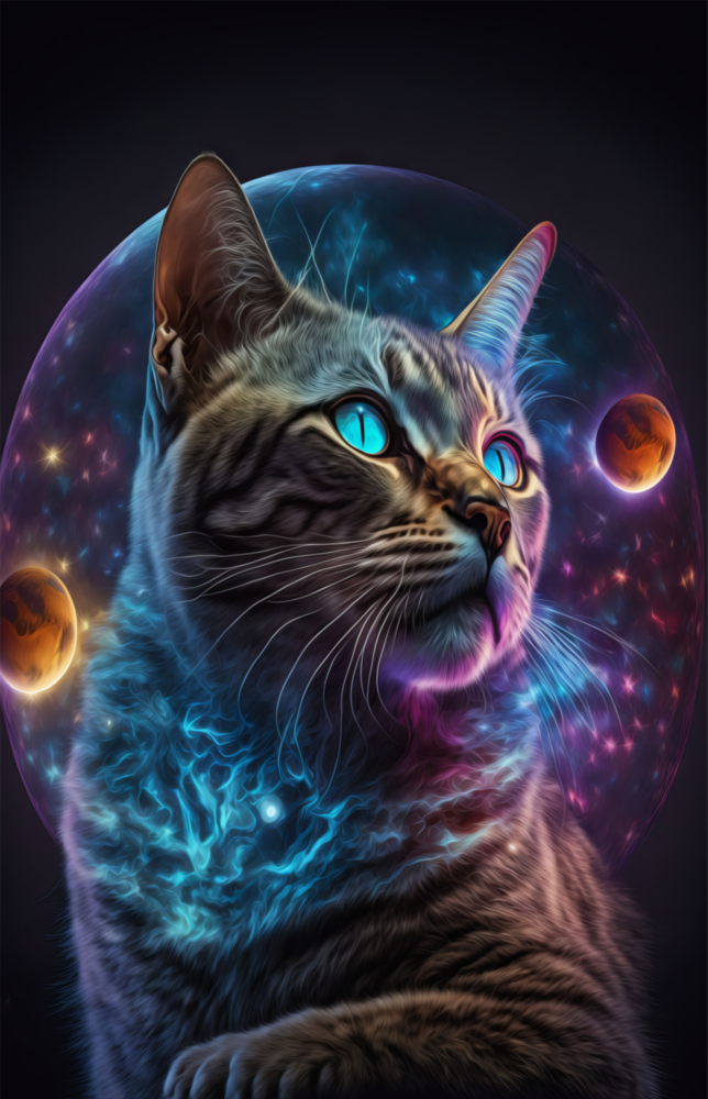 Moon Cat Glass Wall Art  || Designer Collection