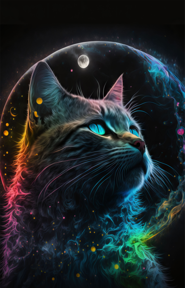 Moon Cat Glass Wall Art  || Designer Collection