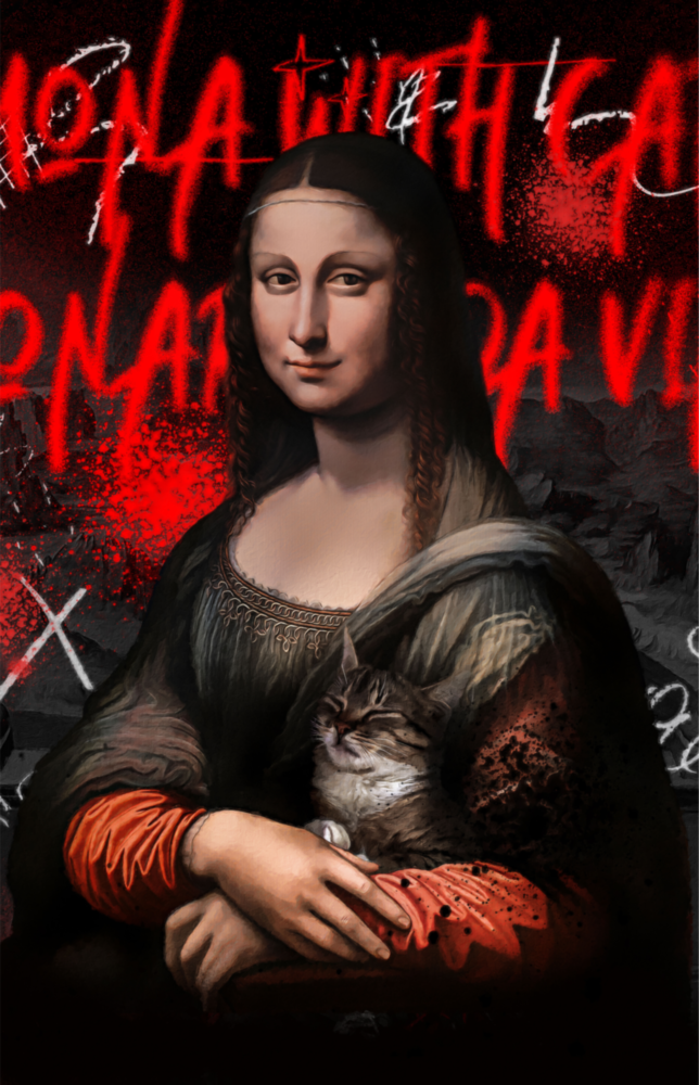 Mona Lisa, The Cat Lover Glass Wall Art || Designer Collection