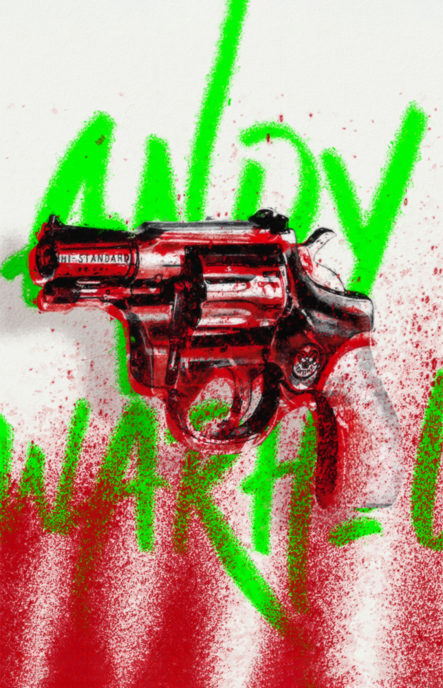 Andy Warhol and Gun Glass Wall Art || Designer Collection