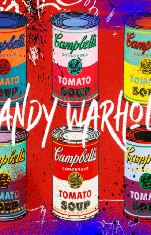 Andy Warhol and Cans Glass Wall Art || Designer Collection