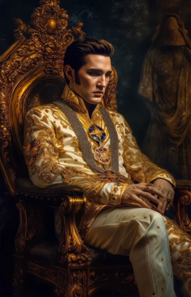 Elvis Presley in the Throne Glass Wall Art || Designer's Collection