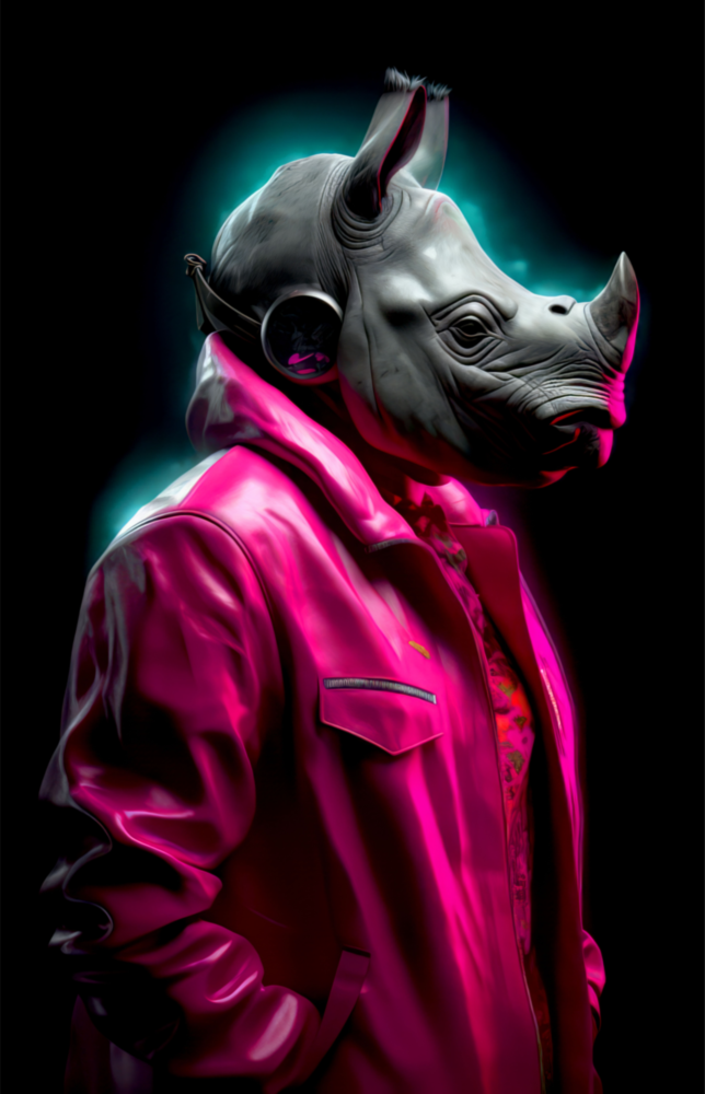 Rhino in Style Glass Wall Art || Designer Collection