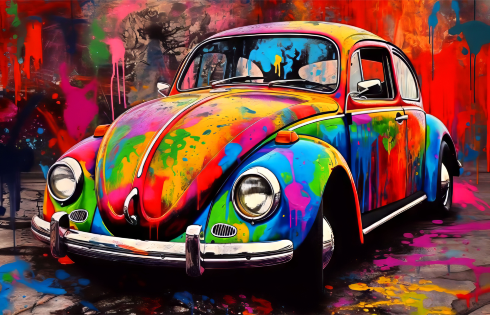Colorful VW Glass Wall Art || Designer Collection