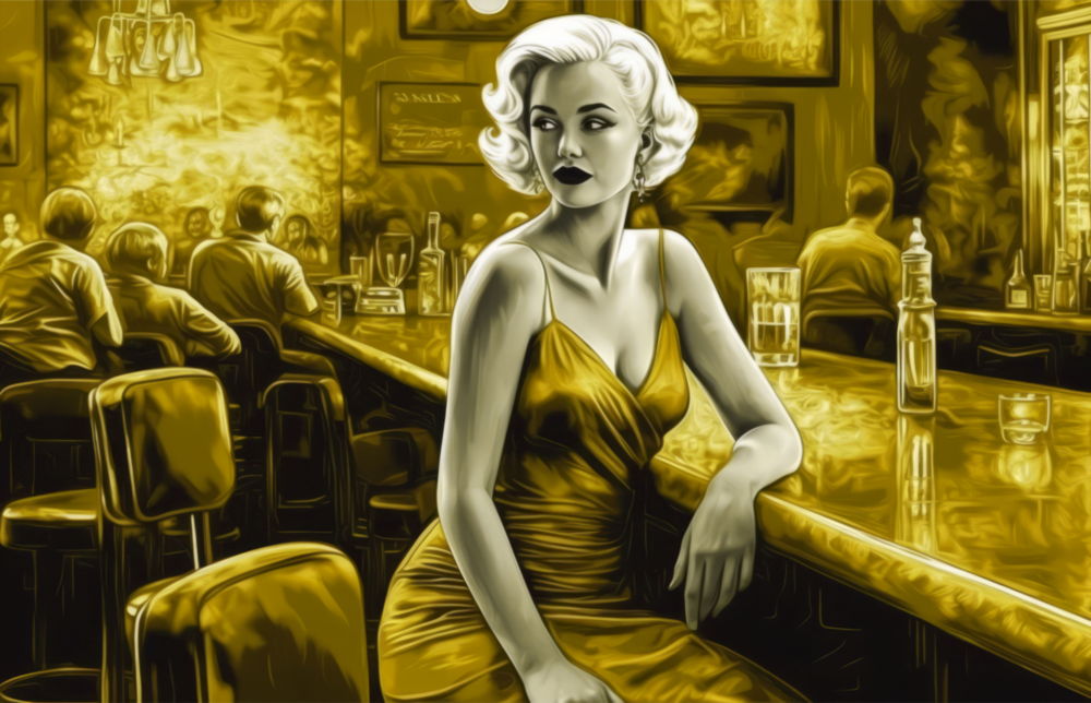 Marilyn in the Bar Glass Wall Art || Designer Collection