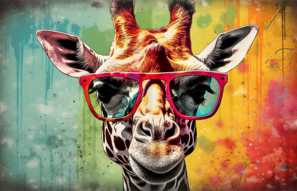 Cool Giraffe Glass Wall Art || Designer Collection
