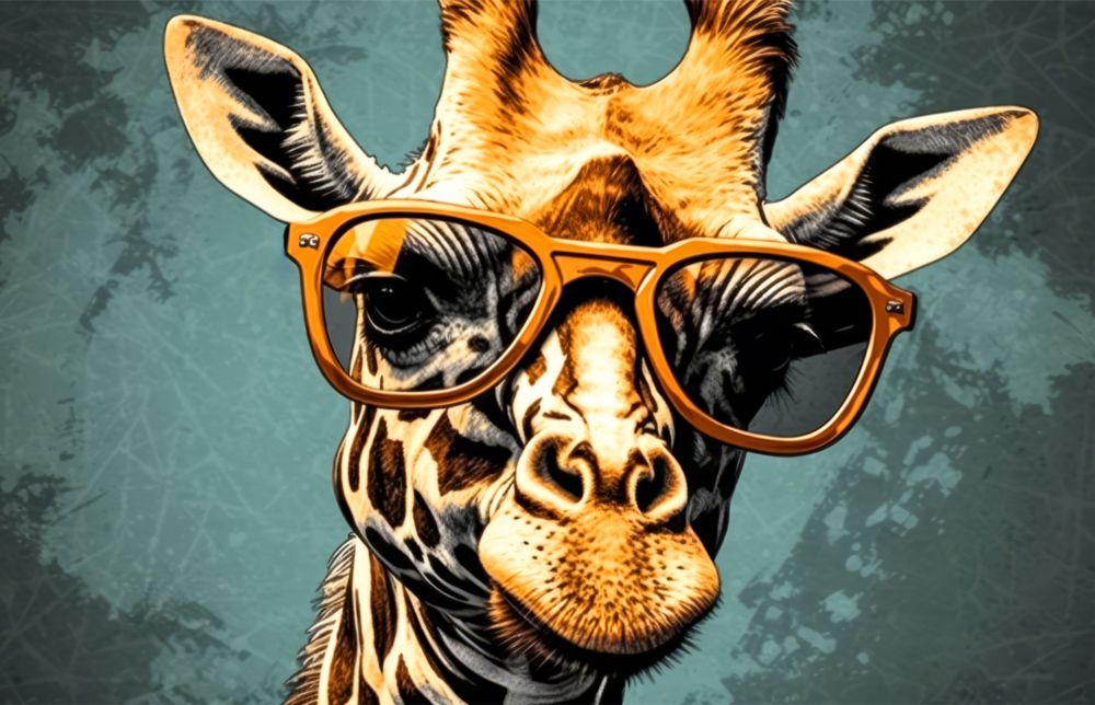 Cool Giraffe Glass Wall Art || Designer Collection