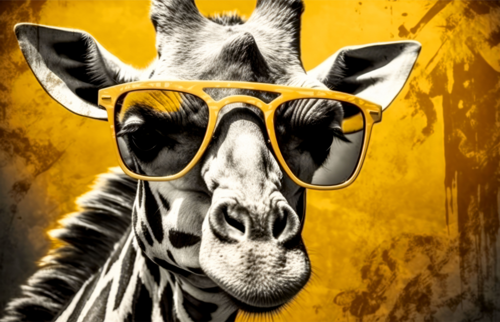 Cool Giraffe Glass Wall Art || Designer Collection