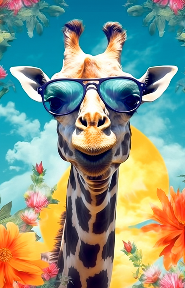 Cool Giraffe Glass Wall Art || Designer Collection