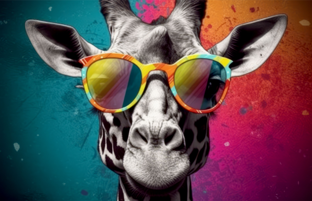 Cool Giraffe Glass Wall Art || Designer Collection