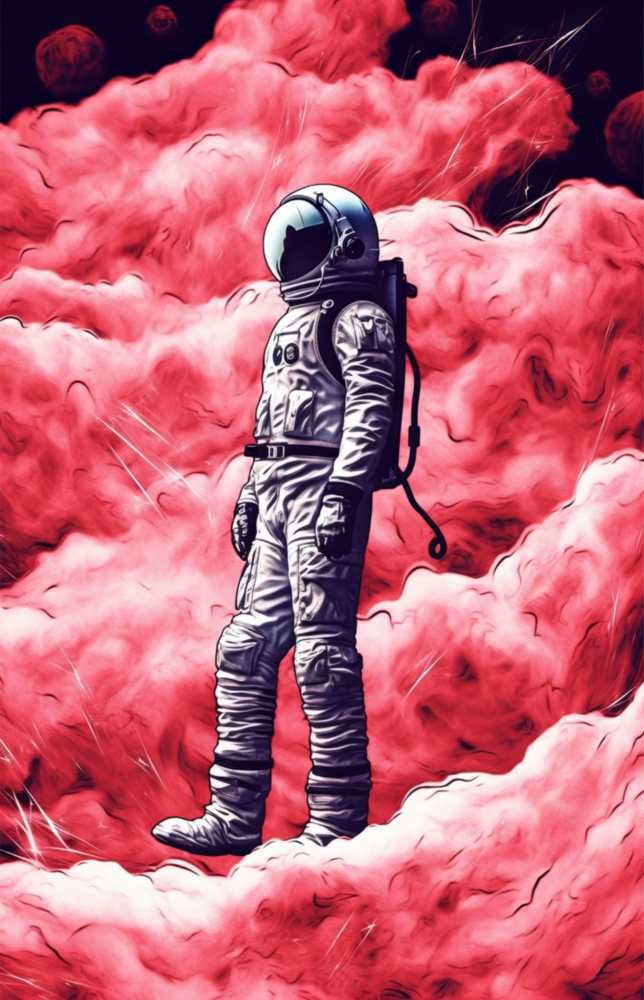 Astronaut on a Pinky Planet Glass Wall Art || Designer Collection