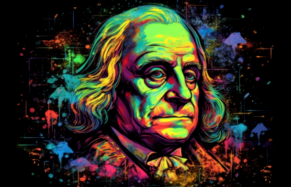 Benjamin Franklin Glass Wall Art || Designer Collection