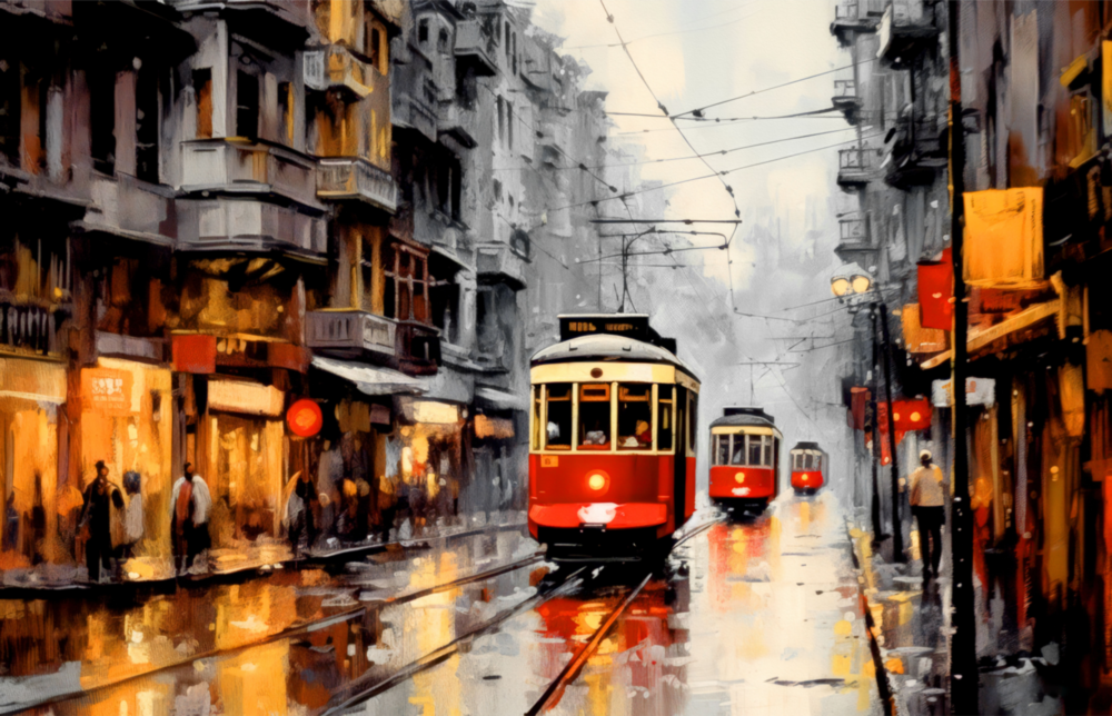 Tram Glass Wall Art || Designer Collection