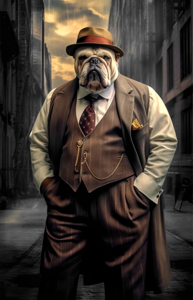 Bulldog in a Suit Glass Wall Art|| Designer's Collection