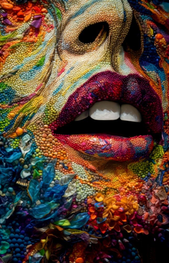 Lips and Flowers Glass Wall Art|| Designer's Collection