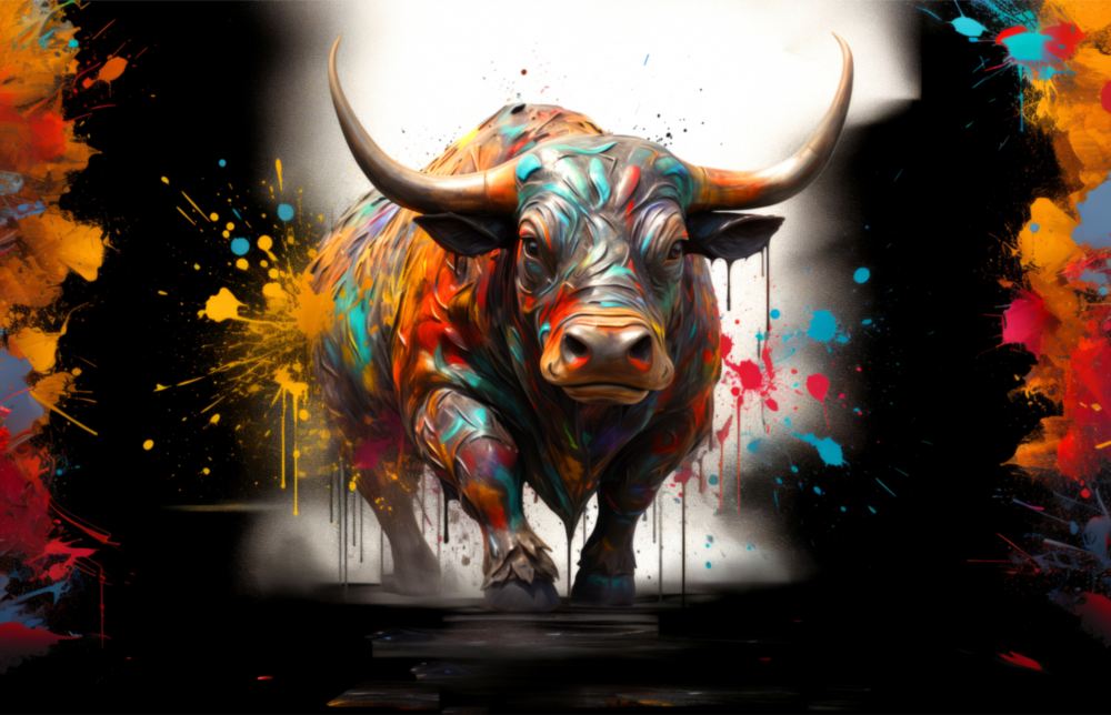 Bull Glass Wall Art|| Designer's Collection