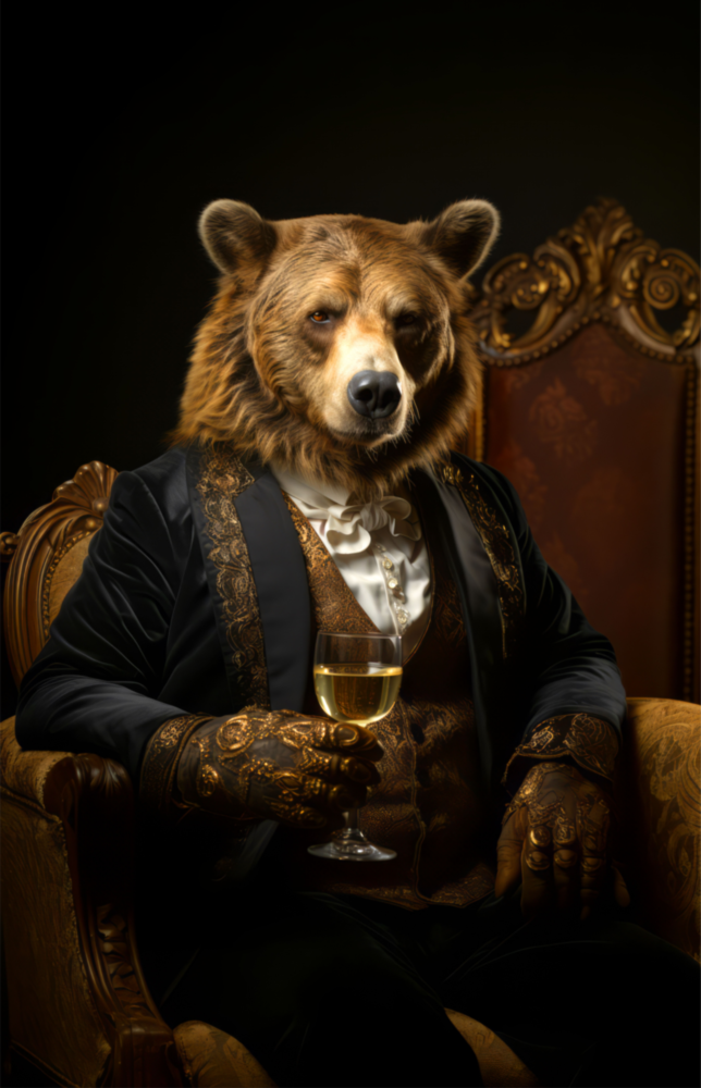 Gentleman - Bear Glass Wall Art|| Designer's Collection
