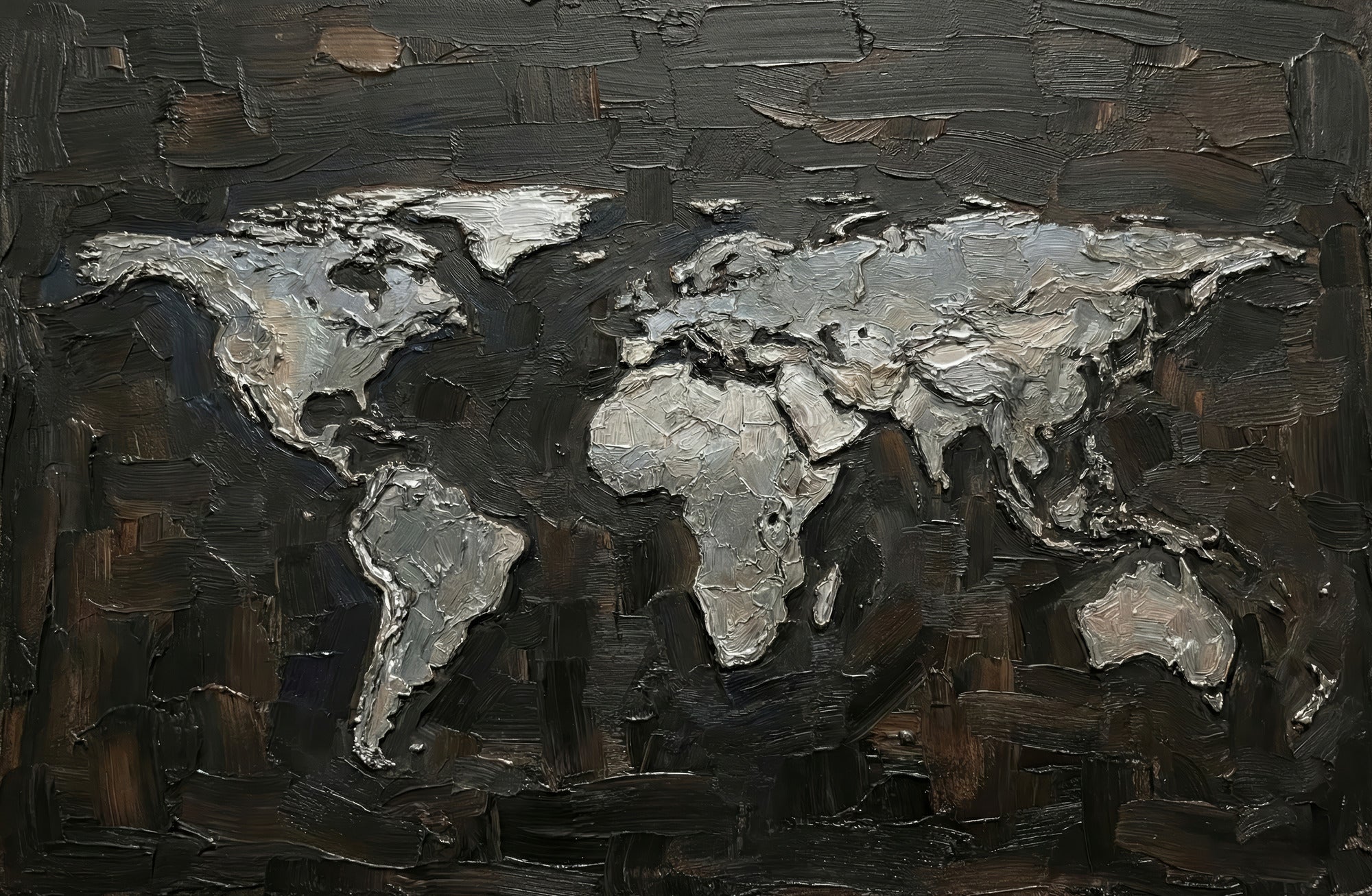 Titanium Terra Impasto — 3D Haptic Embossed High-Gloss Luxury Wall Art