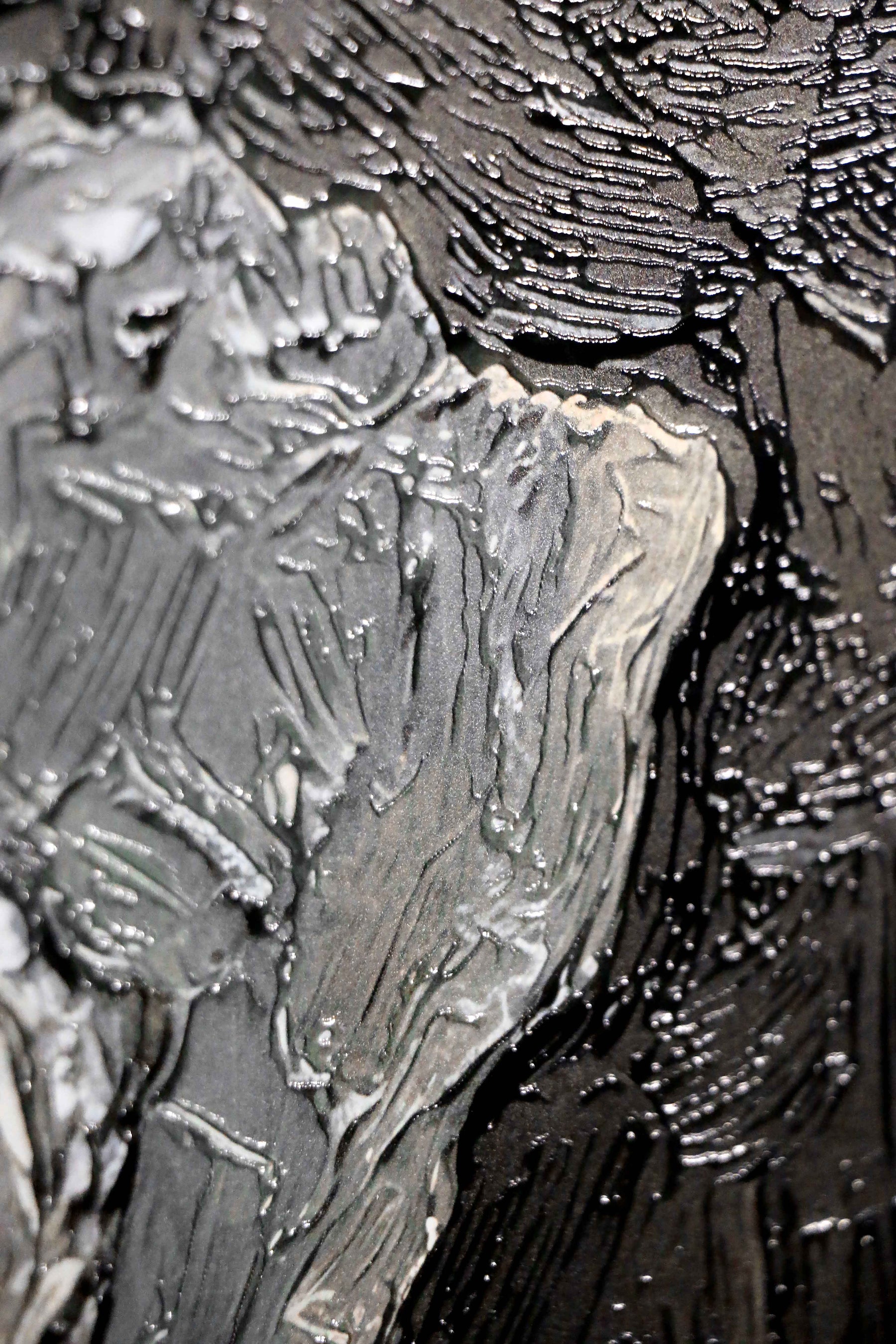 Titanium Terra Impasto — 3D Haptic Embossed High-Gloss Luxury Wall Art